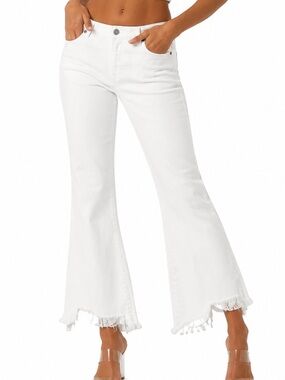 Hidden Los Angeles White Fray
Hem Flare Jeans Size 28